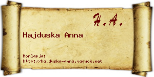 Hajduska Anna névjegykártya